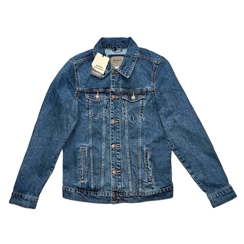 Pull&Bear Mens Small Denim Jean Jacket In Blue